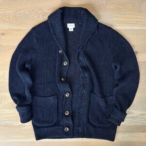 Club Monaco Italian Yarn 100% Linen Cardigan Shawl Collar Navy Unisex Size XS